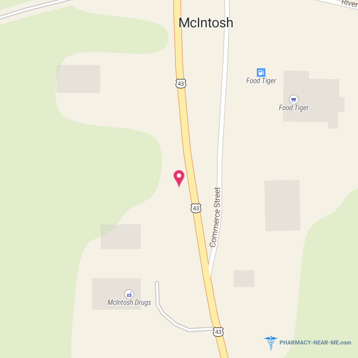 MCINTOSH DRUGS - Pharmacy Hours, Phone, Reviews & Information: 7771 Highway 43, McIntosh, Alabama 36553, United States