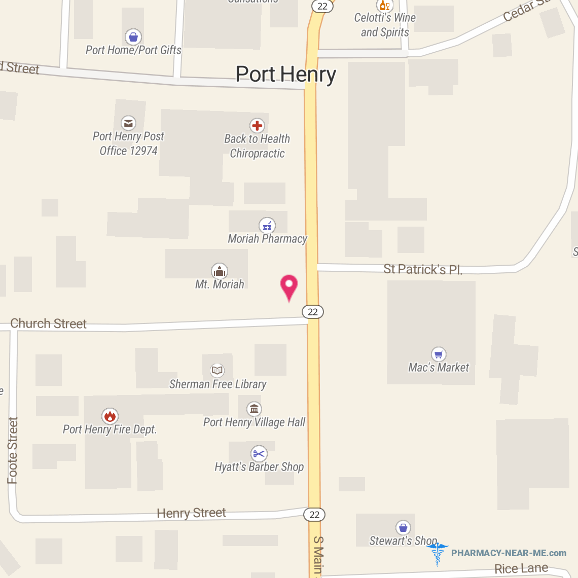MORIAH PHARMACY - Pharmacy Hours, Phone, Reviews & Information: 4315 Main Street, Port Henry, New York 12974, United States