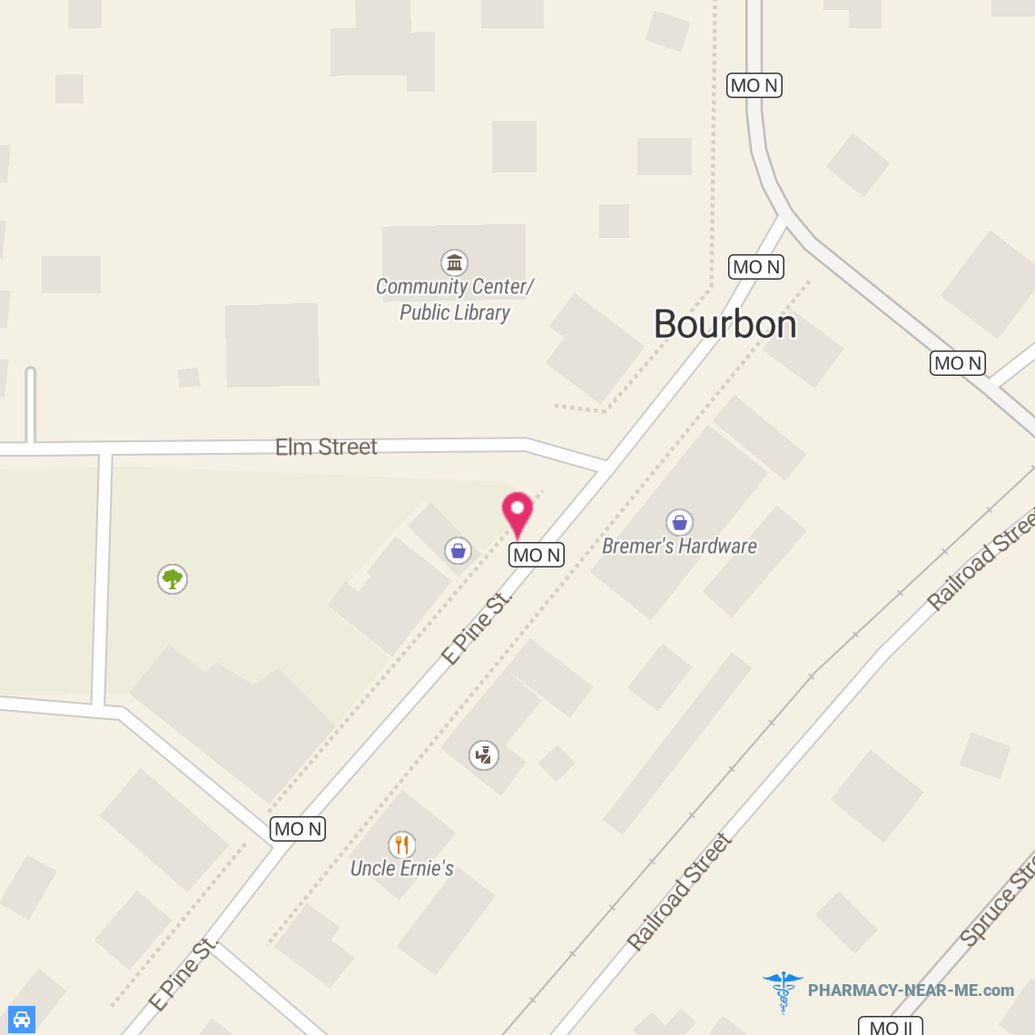 BOURBON DRUGS INC - Pharmacy Hours, Phone, Reviews & Information: 386 East Pine Street, Bourbon, Missouri 65441, United States