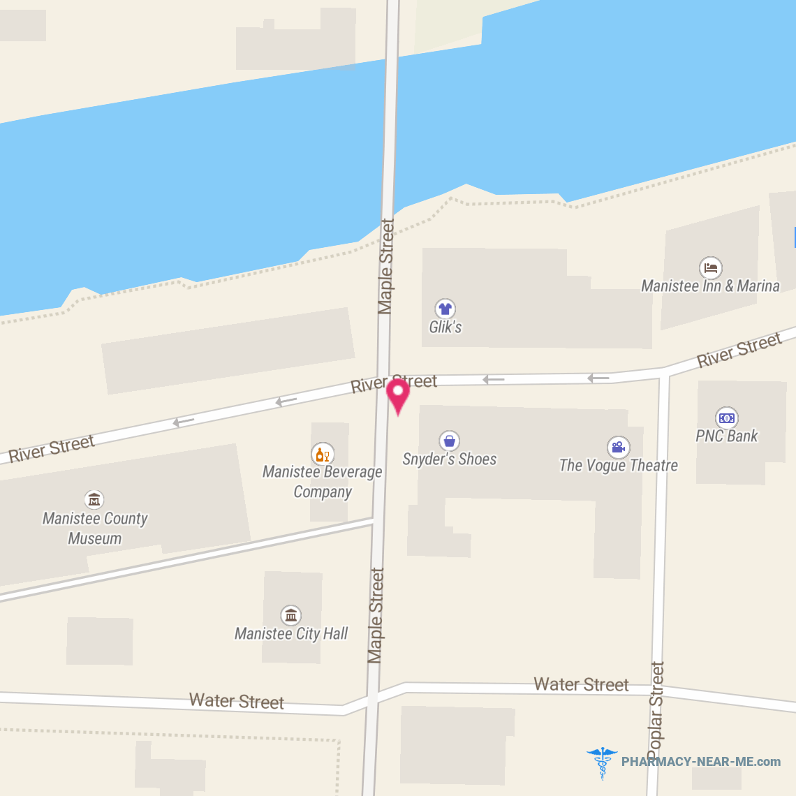 CITY DRUG STORE OF MANISTEE INC - Pharmacy Hours, Phone, Reviews & Information: 401 River Street, Manistee, Michigan 49660, United States