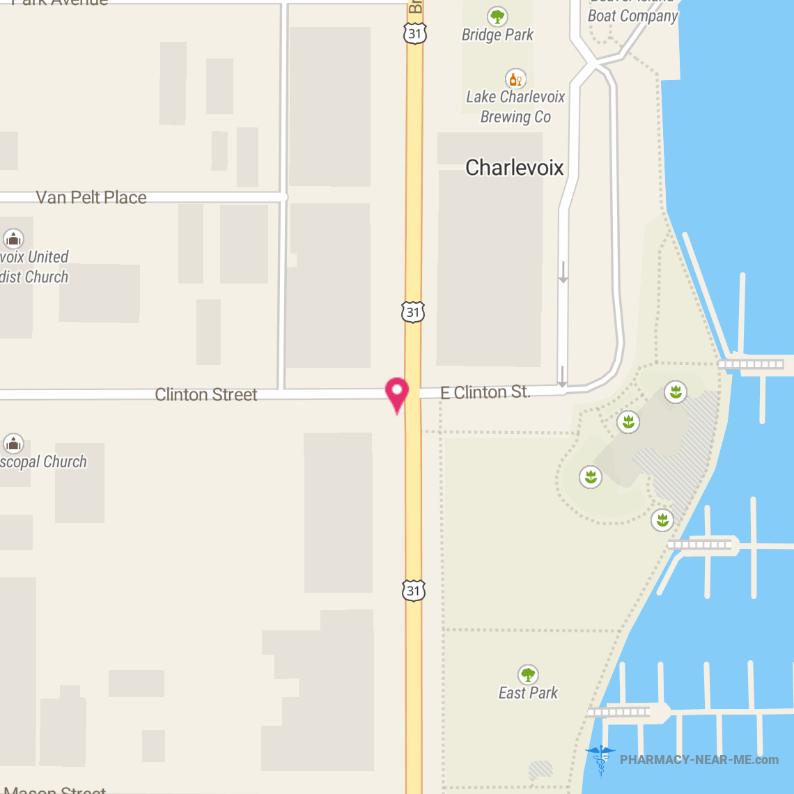 CENTRAL DRUG STORE - Pharmacy Hours, Phone, Reviews & Information: 301 Bridge Street, Charlevoix, Michigan 49720, United States