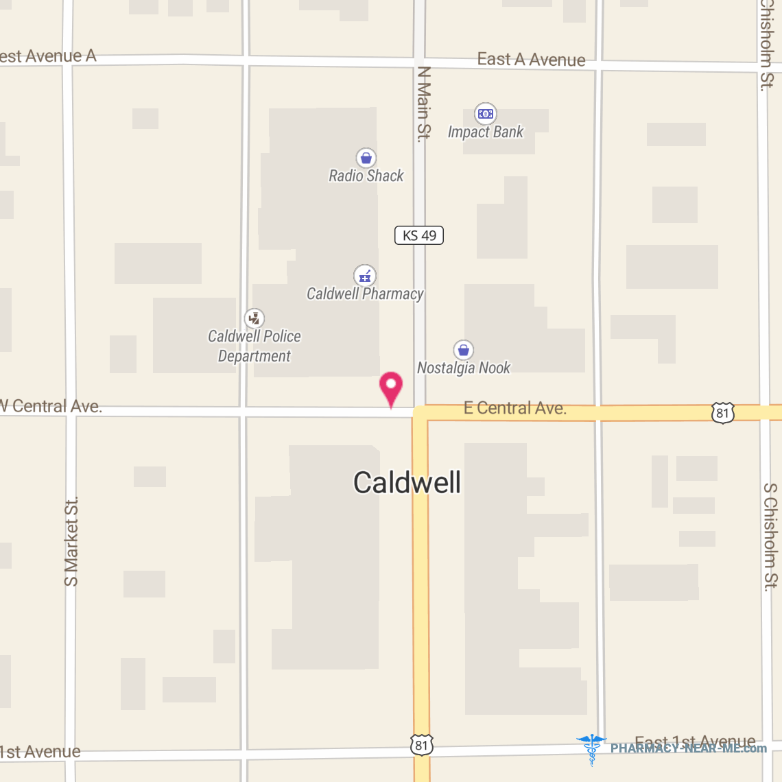 CALDWELL PHARMACY - Pharmacy Hours, Phone, Reviews & Information: 7 North Main Street, Caldwell, Kansas 67022, United States